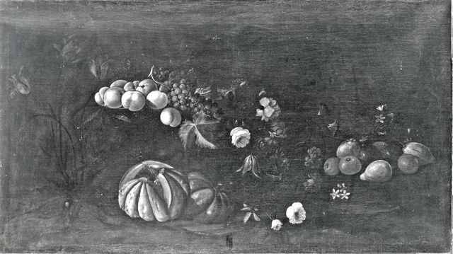 Anonimo — Rizzi Marco Antonio - attr. - sec. XVII/ XVIII - Natura morta con frutta e fiori — insieme